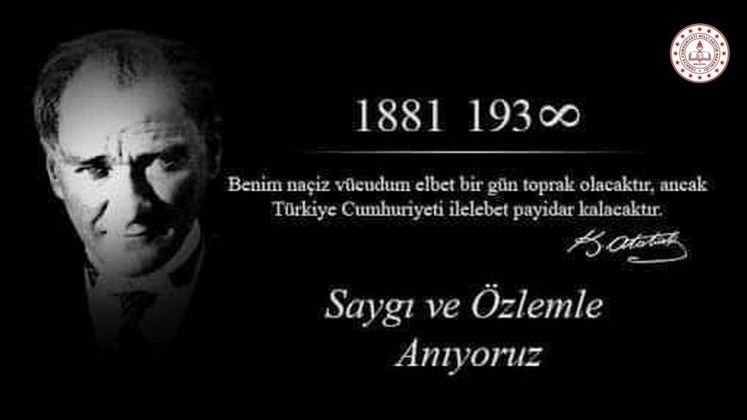 Balçova İlçe Milli Eğitim Müdürümüz Sayın Erhan ATİLLA'nın 10 Kasım Atatürk'ü Anma Günü Mesajı